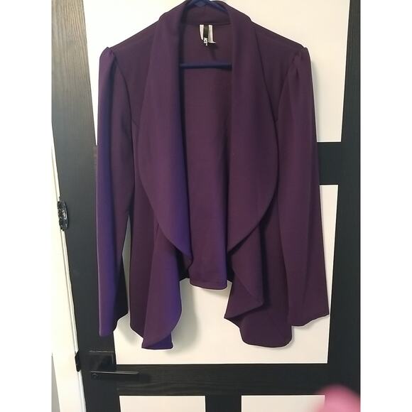 MOA Womens Deep Purple Knit Long Sleeve Open Jacket Sz 1xl Pre-owned - Picture 1 of 5